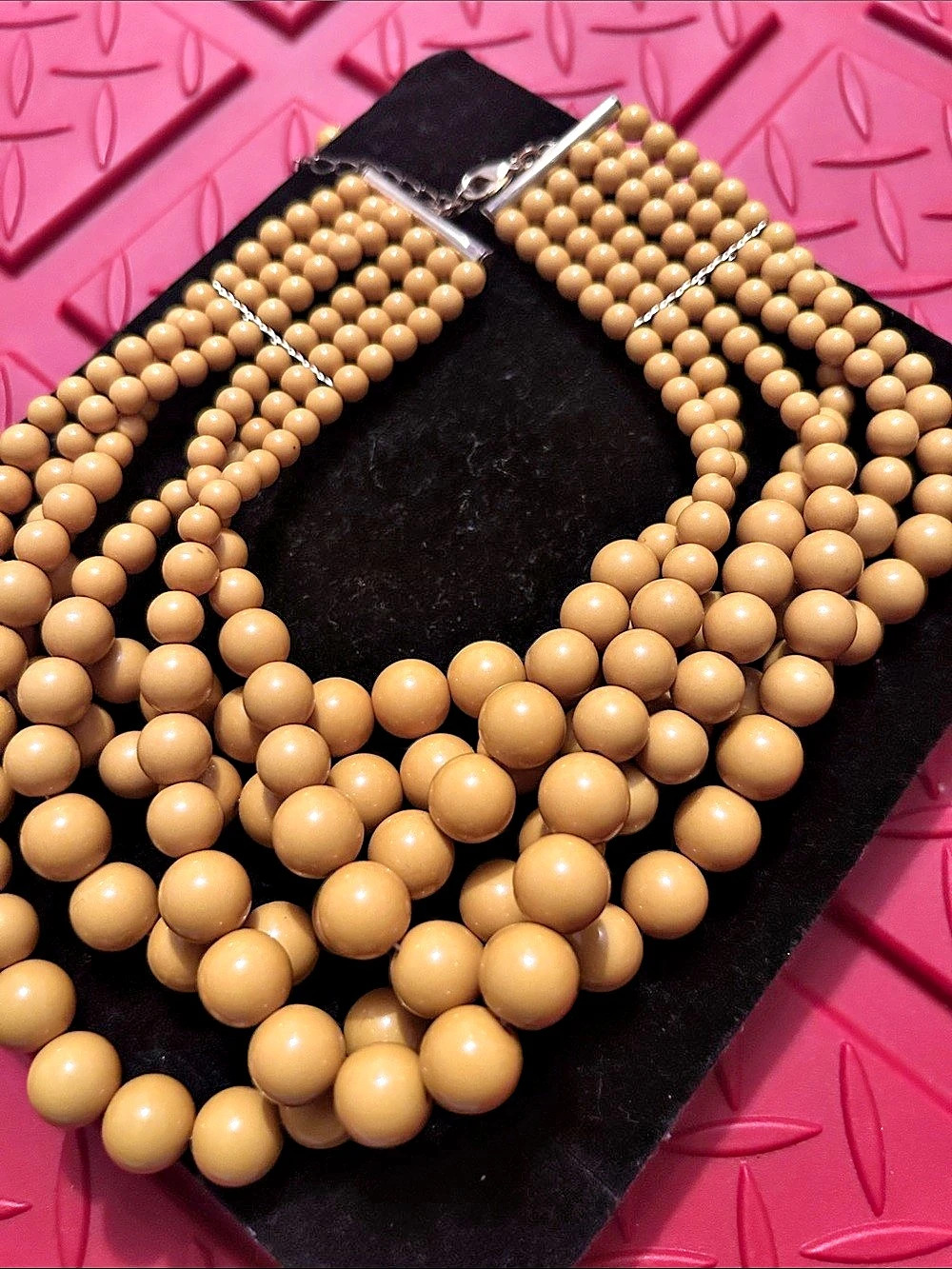 Multi-Strand Beaded Necklace in Brown Like New